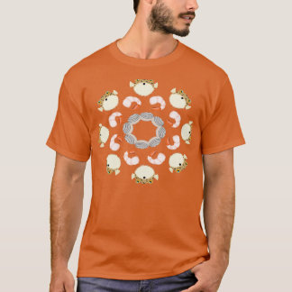 Camiseta Padrão de Comida de Puffer Radial