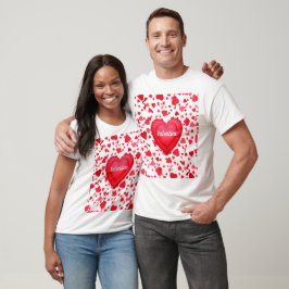 Camiseta Padrão de Corações de Confetti Vermelho dia de os
