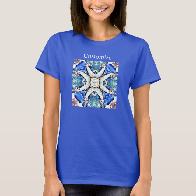 Camiseta Padrão de corações de mandala azul Thunder_Cove T- (Frente)