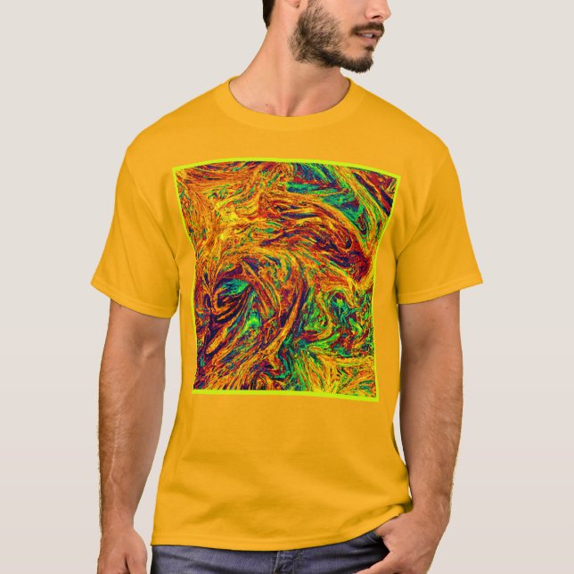 Camiseta Padrão de Cores Vibrante Expressivo (Frente)