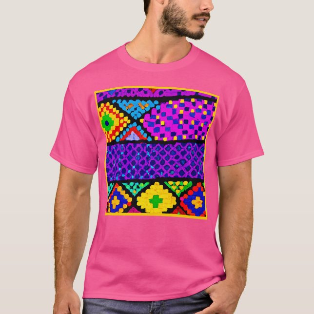 Camiseta Padrão de cores vivas (Frente)