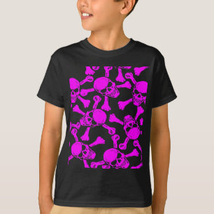 CAMISETA PADRÃO DE CRÂNIOS GÓTICOS OSSOS CRUZADOS