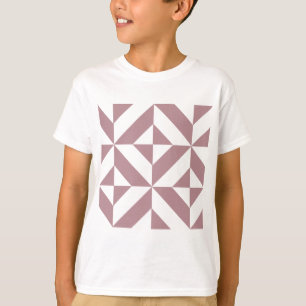 Camiseta Padrão de Cubo Geométrico de Deco em Mauve Escuro