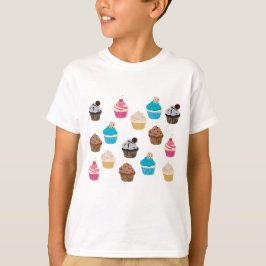 Camiseta Padrão de Cupcakes Cute Coloridos
