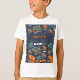 Camiseta Padrão de desenho animado de dinossauro para crian