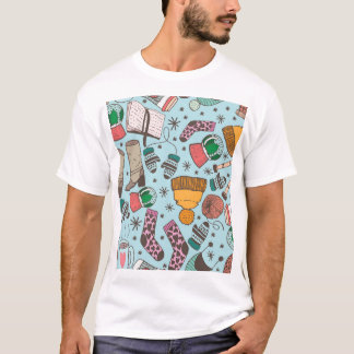 Camiseta Padrão de desenho da porta de moda de inverno