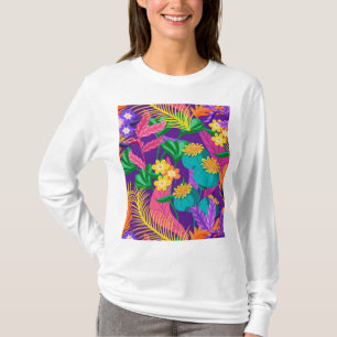 Camiseta Padrão de design floral exótico colorido