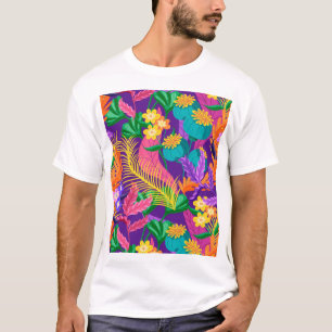 Camiseta Padrão de design floral exótico colorido