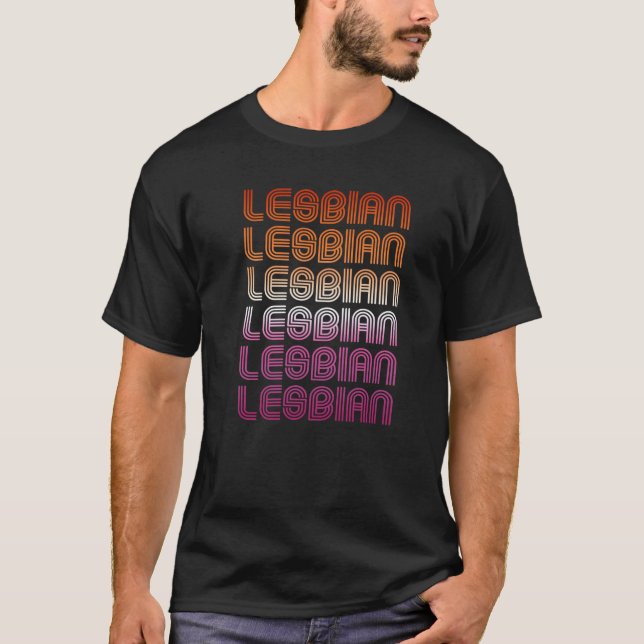 Camiseta Padrão de Design Retro Lésbico (Frente)