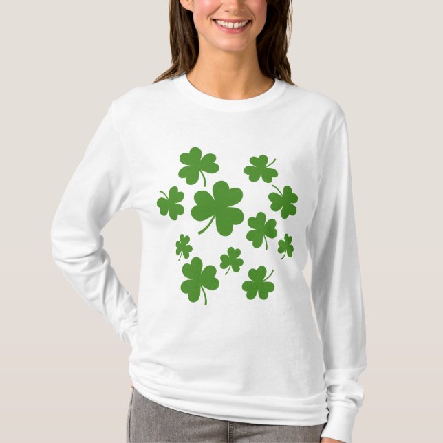 Camiseta Padrão de Dia de São Patrício Shamrock Clover (Frente)