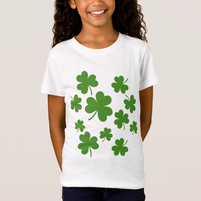 Camiseta Padrão de Dia de São Patrício Shamrock Clover (Frente)