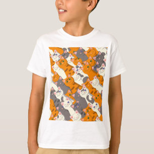 Camiseta Padrão de diagonal do gato preto branco do Ginger