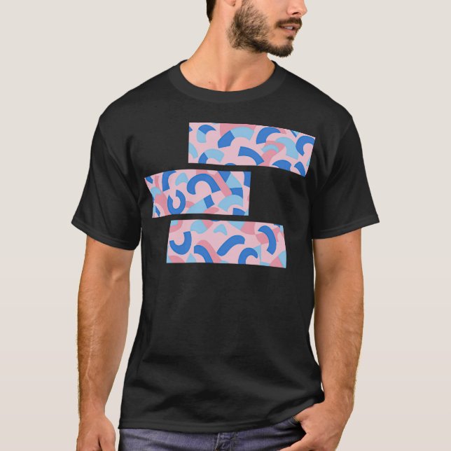 Camiseta Padrão de Doodle Rosa e Azul (Frente)