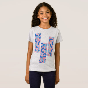 Camiseta Padrão de Doodle Rosa e Azul