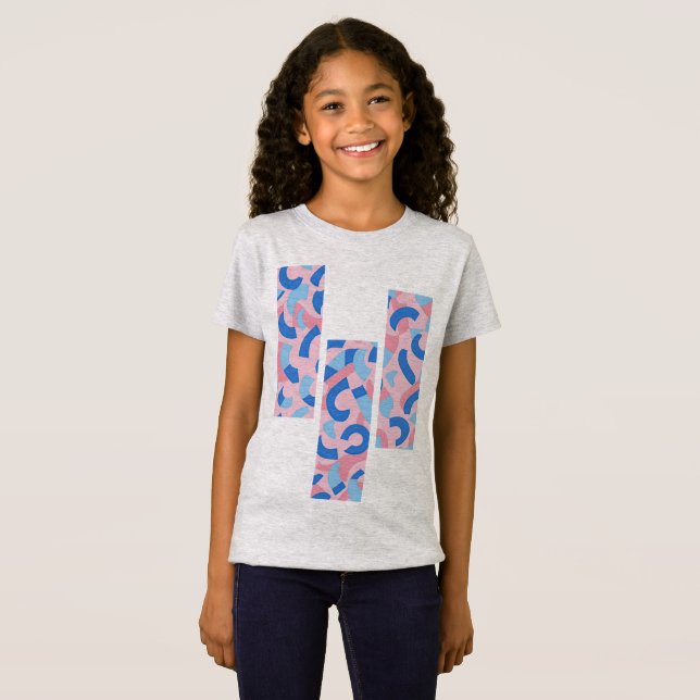 Camiseta Padrão de Doodle Rosa e Azul (Frente Completa)