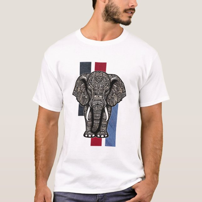 Camiseta Padrão de elefante (Frente)
