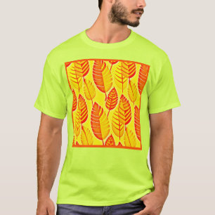 Camiseta Padrão de Elegância de Folhas Coloridas