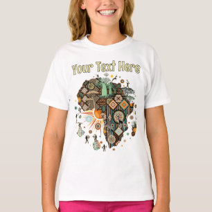Camiseta Padrão de Elementos Tribais Decorativos do Mapa da