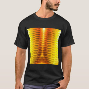 Camiseta Padrão de Escama de Peixe Arowana Ouro Fundido