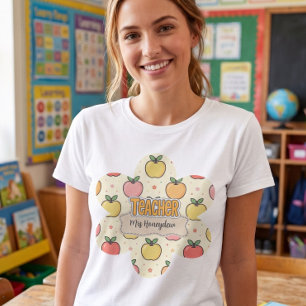 Camiseta Padrão de Escola de Professor Amarelo Maçã