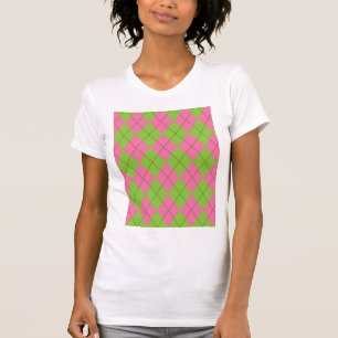 Camiseta Padrão de Estilo Rosa e Verde