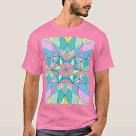 Camiseta Padrão de Estrela Triangular Mosaico Pastel Retro