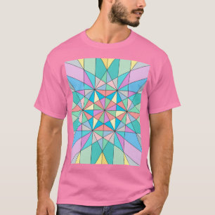 Camiseta Padrão de Estrela Triangular Mosaico Pastel Retro
