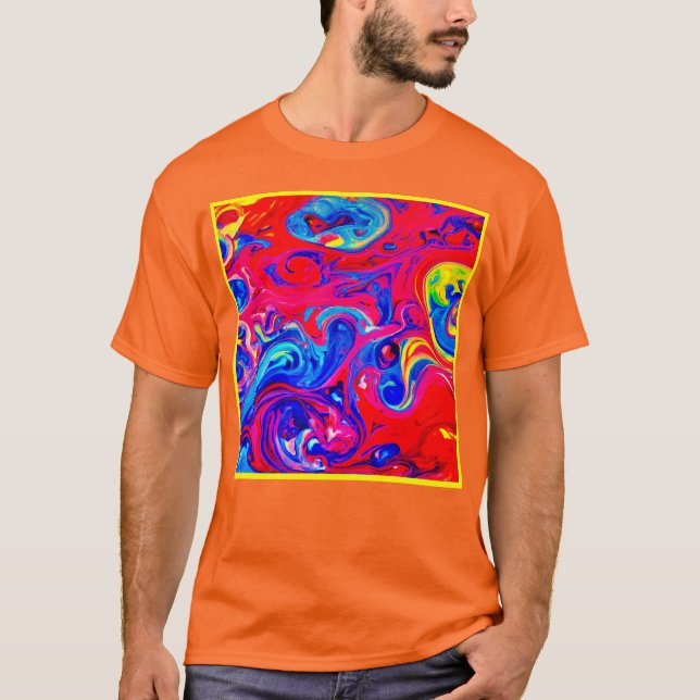 Camiseta Padrão de Explosão de Cor Vibrante (Frente)