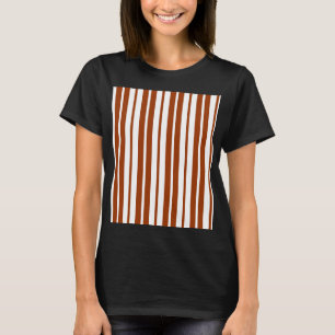 Camiseta Padrão de Faixa Vertical Branco Castanho