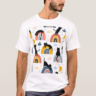 Camiseta Padrão de Fantasia de Gatos Negros