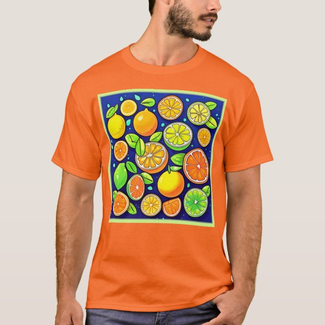 Camiseta Padrão de Fatia de Citros Frescos (Frente)