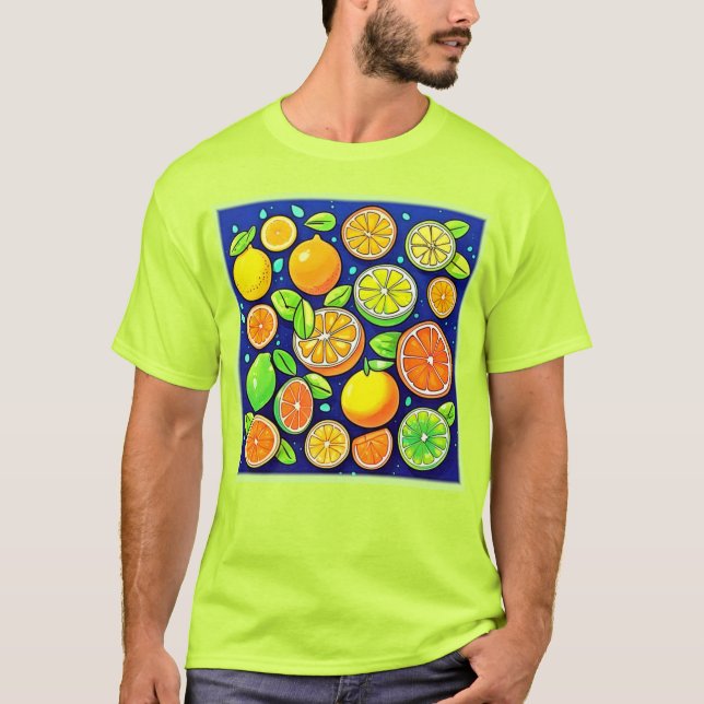 Camiseta Padrão de Fatia de Citros Frescos (Frente)