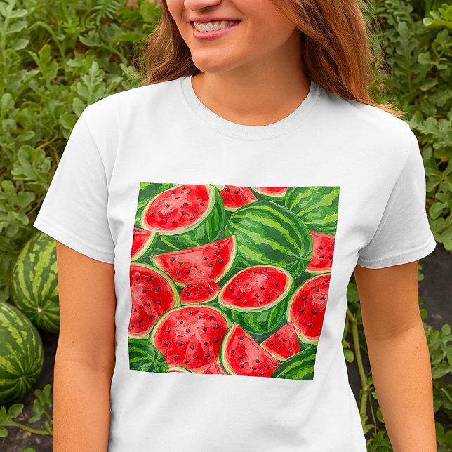 Camiseta Padrão de Fatias de Melancia de Verão Vibrante (Criador carregado)