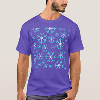 Camiseta Padrão de Flocos de Neve de Natal Azul
