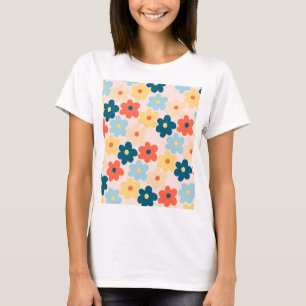 Camiseta Padrão de Flor de Hippie Colorida