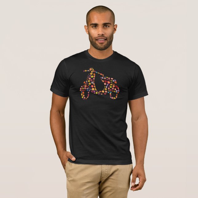 Camiseta Padrão de Flor de Moto Scooter (Frente Completa)