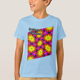 Camiseta Padrão de Flor Laranja Elegante