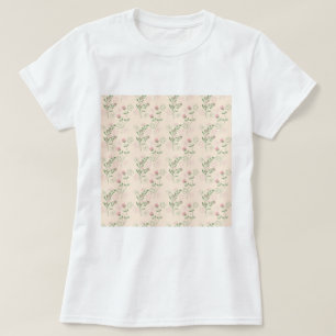 Camiseta Padrão de Flor Verde Rosa Y2K 70s Rosa Verde