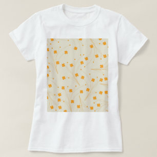 Camiseta Padrão de Flor Y2K 70s do Orange Beige Retro