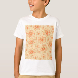 Camiseta Padrão de Flor Y2K da Imagem Retroativa Laranja