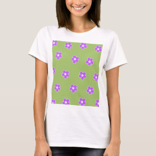 Camiseta Padrão de Flor Y2K Retro Roxo Verde