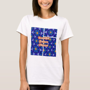 Camiseta Padrão de Flores Azuis abstrato
