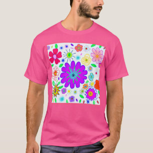 Camiseta Padrão de Flores Coloridas