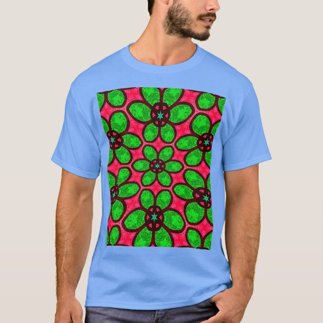 Camiseta Padrão de Flores de Abstrato Bonito (Frente)