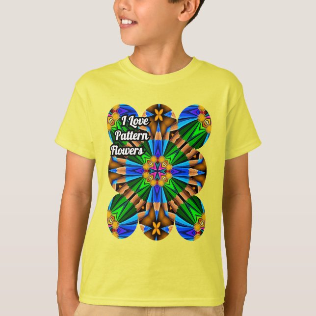 Camiseta Padrão de Flores de Abstrato exclusivo (Frente)