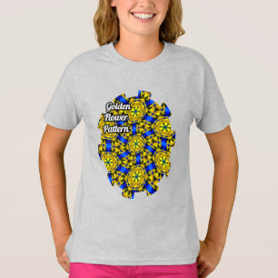Camiseta Padrão de Flores do Ouro bonito
