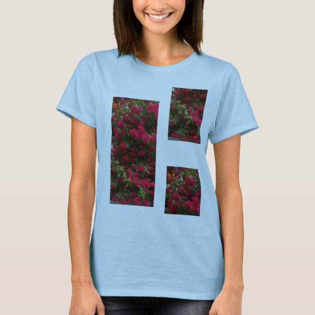 Camiseta Padrão de flores Rosa de verão para mulheres (Frente)