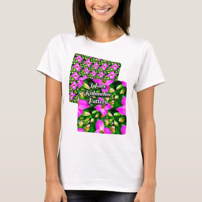 Camiseta Padrão de Flores Tropicais Rosa (Frente)