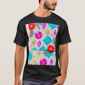 Camiseta Padrão de Florescimento Geométrico Alegre – Edição