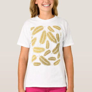 Camiseta Padrão de Folgas Douradas Faux